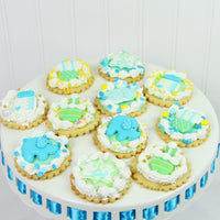 Baby Shower Edible Kosher Royal Icing Decorations for Cakes and Cupcakes, by Global Sugar Art, Baby Boy
