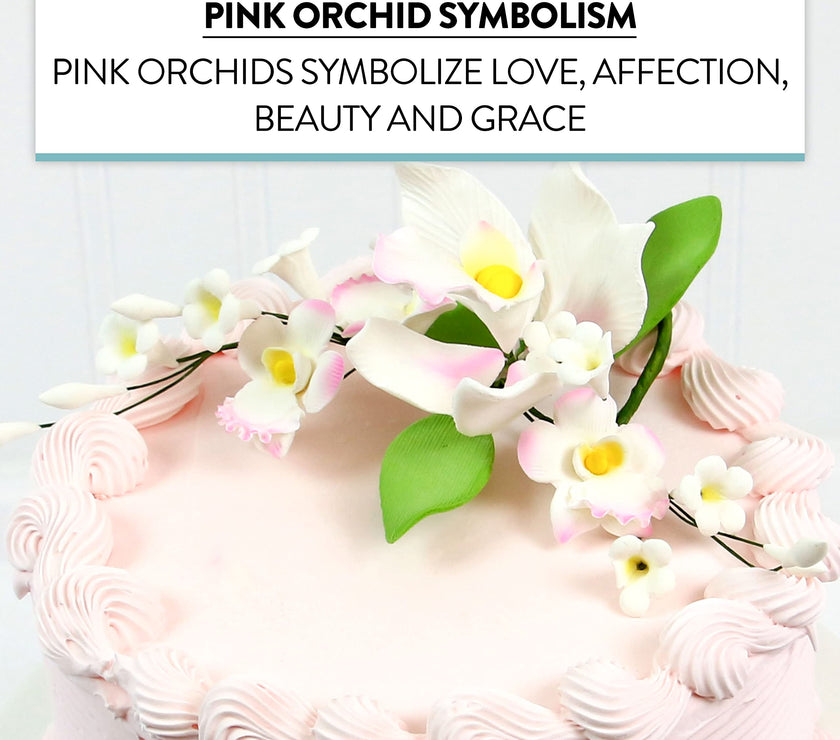 Orchid Sugar Cake Flower Sprays, White Cymbidium Orchid Spray, by Global Sugar Art