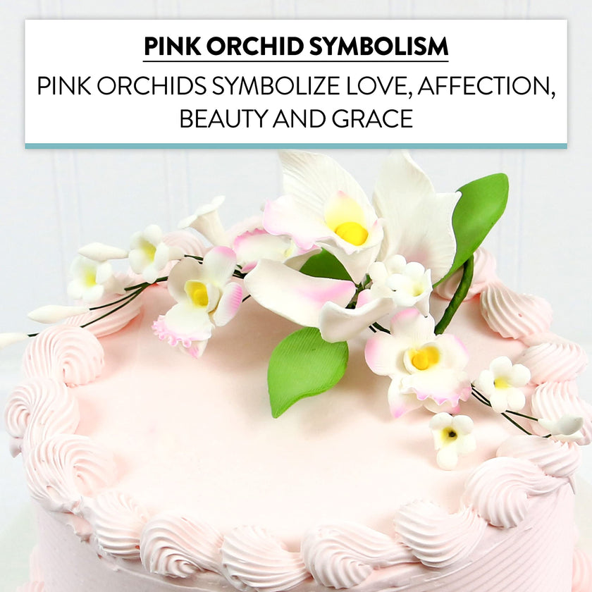 Orchid Sugar Cake Flower Sprays, White Cymbidium Orchid Spray, by Global Sugar Art