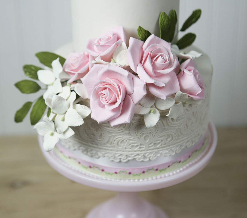 Peace Rose Sugar Flowers for Cake Decorating, by Global Sugar Art, Medium, Pink