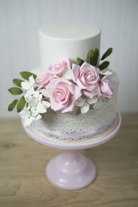 Peace Rose Sugar Flowers for Cake Decorating, by Global Sugar Art, Medium, Pink