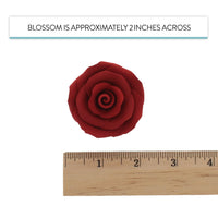 Deluxe Red Roses for Cake Decorating, Premium Unwired Sugar Flowers by Global Sugar Art, Red, Large