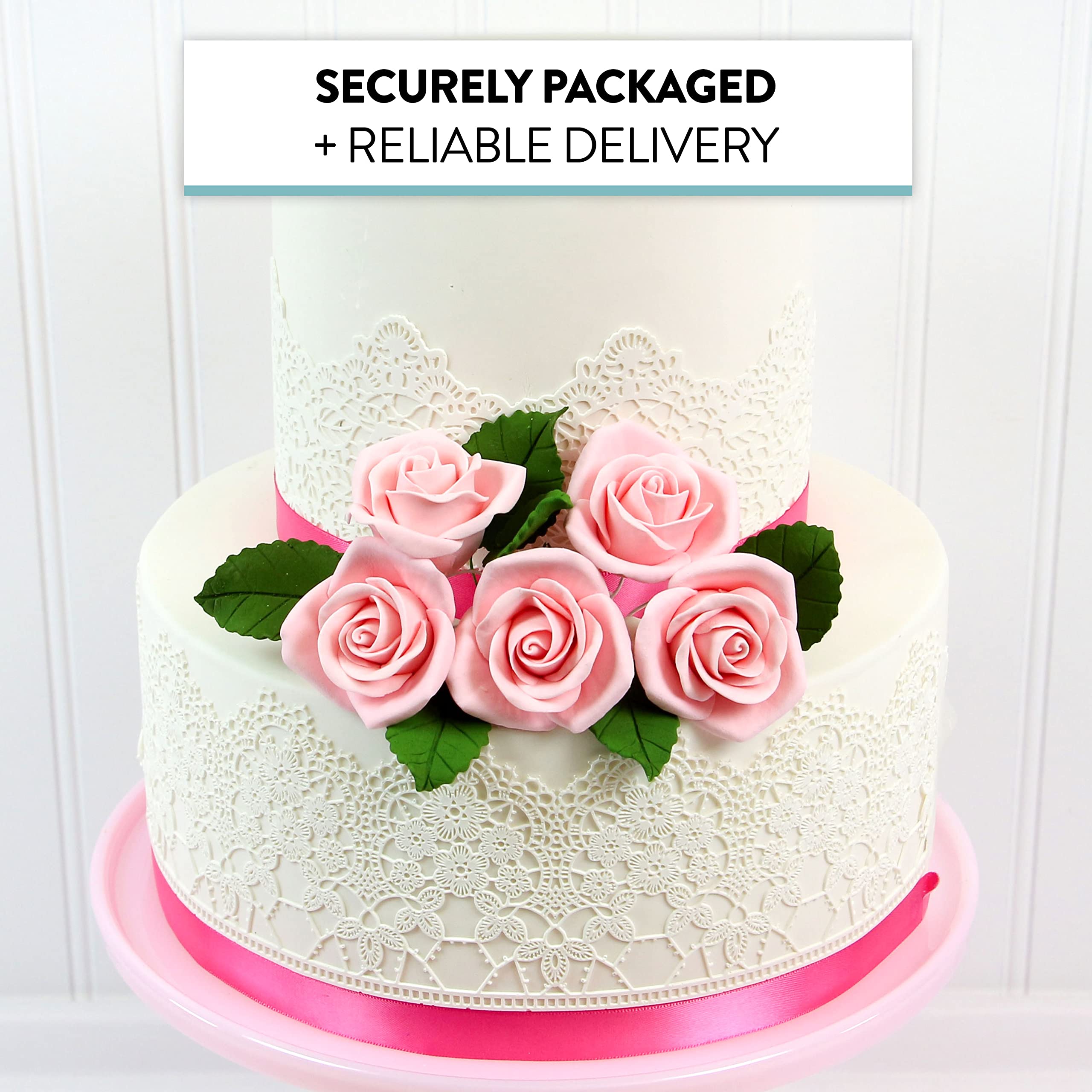 Peace Rose Sugar Flowers for Cake Decorating, by Global Sugar Art, Medium, Pink