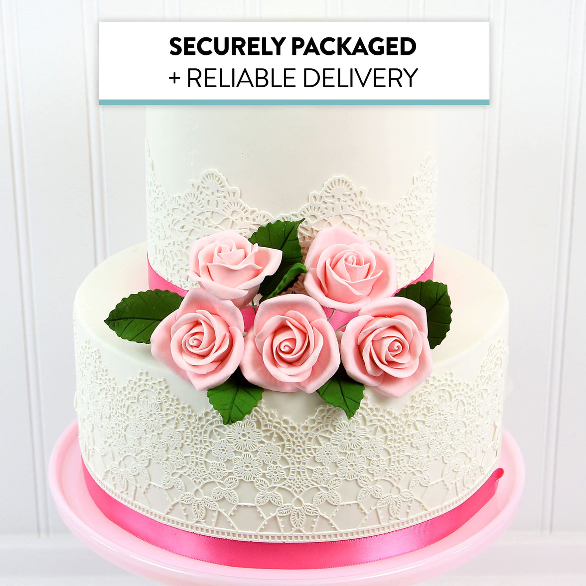 Peace Rose Sugar Flowers for Cake Decorating, by Global Sugar Art, Medium, Pink