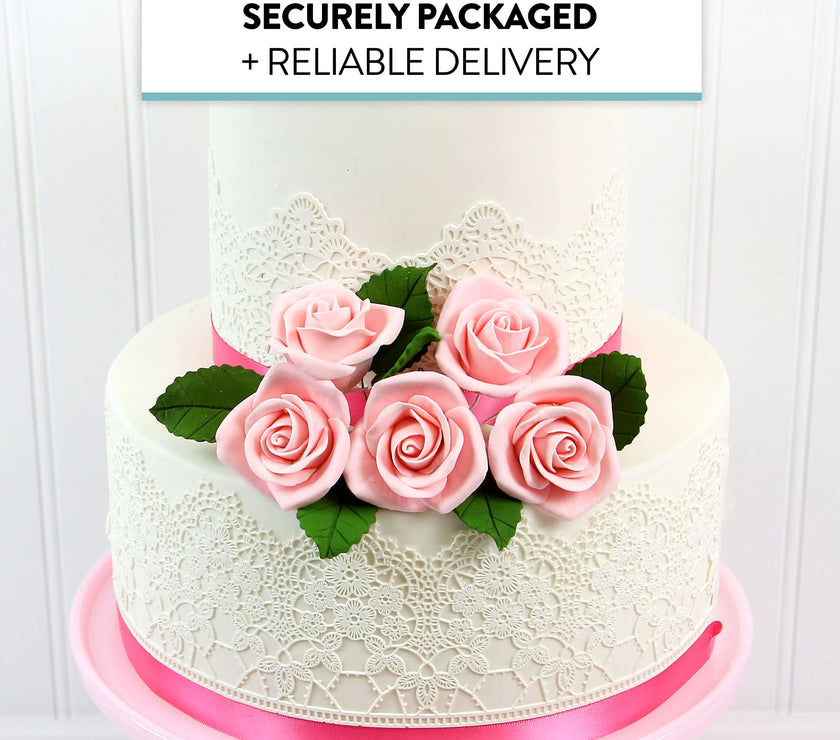 Peace Rose Sugar Flowers for Cake Decorating, by Global Sugar Art, Medium, Pink