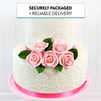 Peace Rose Sugar Flowers for Cake Decorating, by Global Sugar Art, Medium, Pink