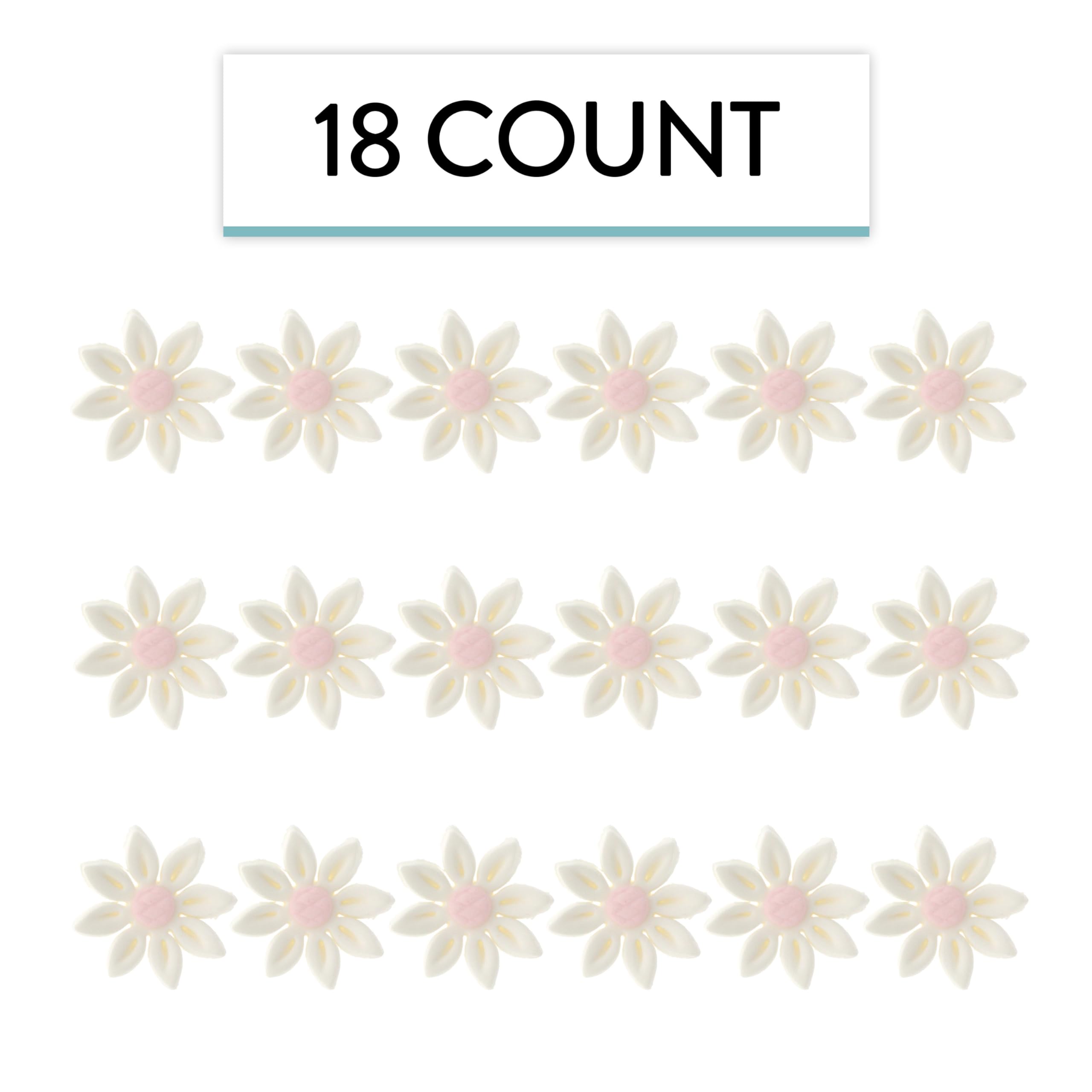 Edible Daisy Cake Decorations, White and Pink Sugar Flowers, Unwired 1 Inch, Daisy Cupcake Toppers, Edible Flowers Cake Decorations by Chef Alan Tetreault, Global Sugar Art