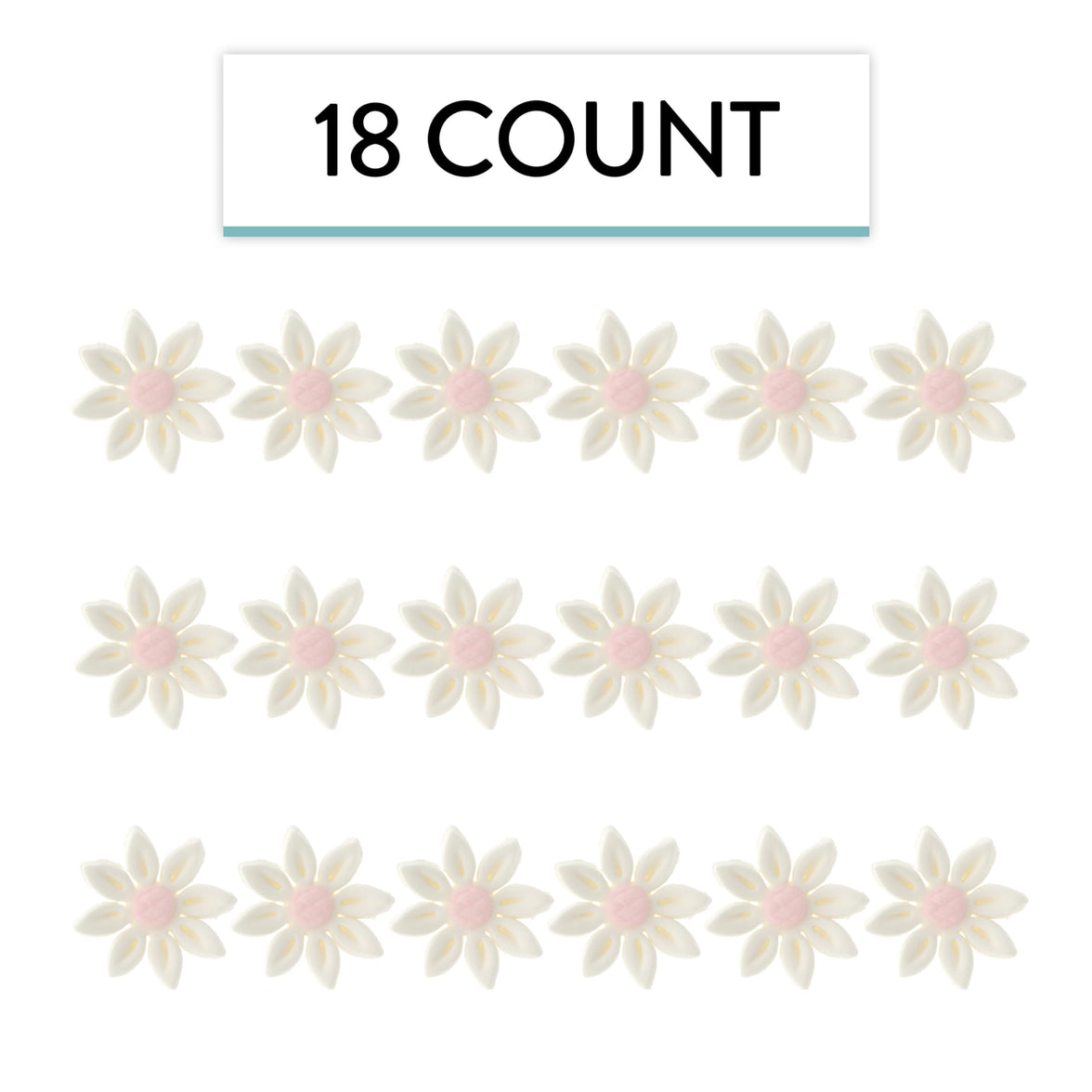 Edible Daisy Cake Decorations, White and Pink Sugar Flowers, Unwired 1 Inch, Daisy Cupcake Toppers, Edible Flowers Cake Decorations by Chef Alan Tetreault, Global Sugar Art