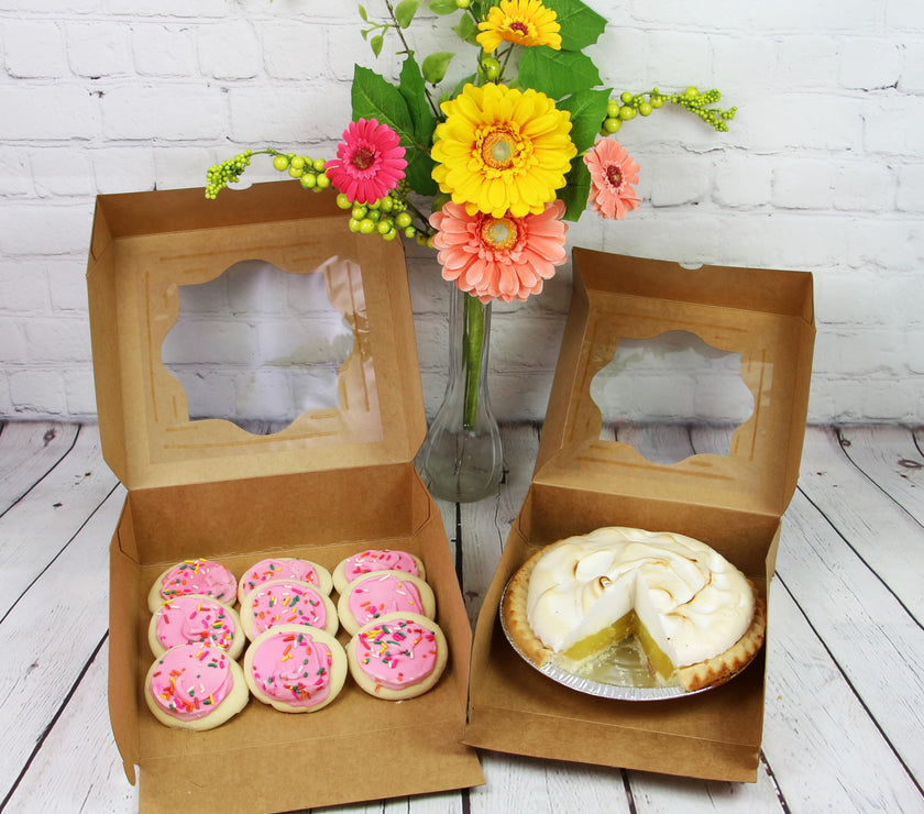 Kraft Pastry Boxes with Windows, Natural Brown, Auto Popup, Sturdy