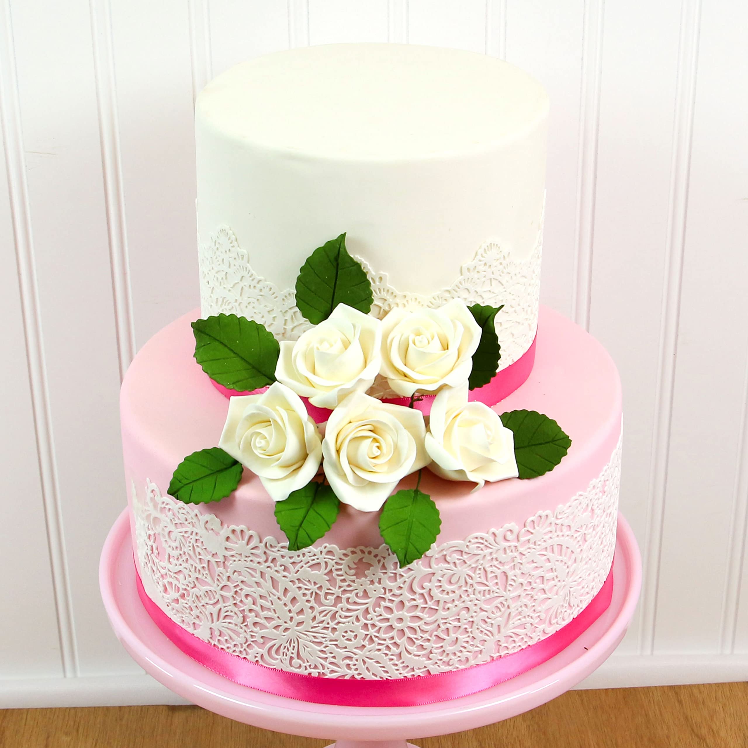 Peace Rose Sugar Flowers for Cake Decorating, by Global Sugar Art, Medium, White