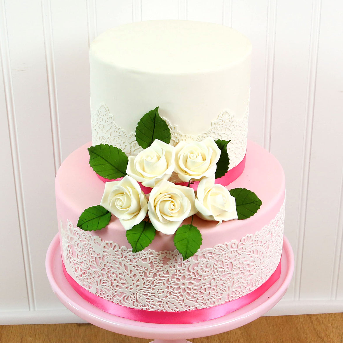 Peace Rose Sugar Flowers for Cake Decorating, by Global Sugar Art, Medium, White