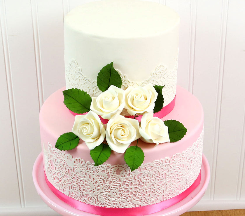 Peace Rose Sugar Flowers for Cake Decorating, by Global Sugar Art, Medium, White