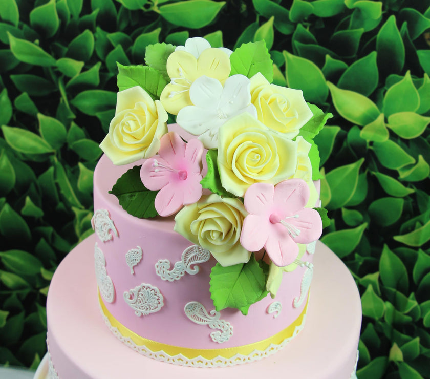 Fruit Blossoms & Leaves Gum Paste Cake Flowers 18 Count Sugar Flowers by Global Sugar Art