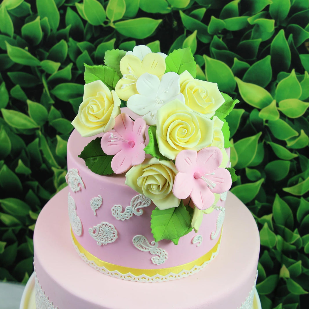 Fruit Blossoms & Leaves Gum Paste Cake Flowers 18 Count Sugar Flowers by Global Sugar Art