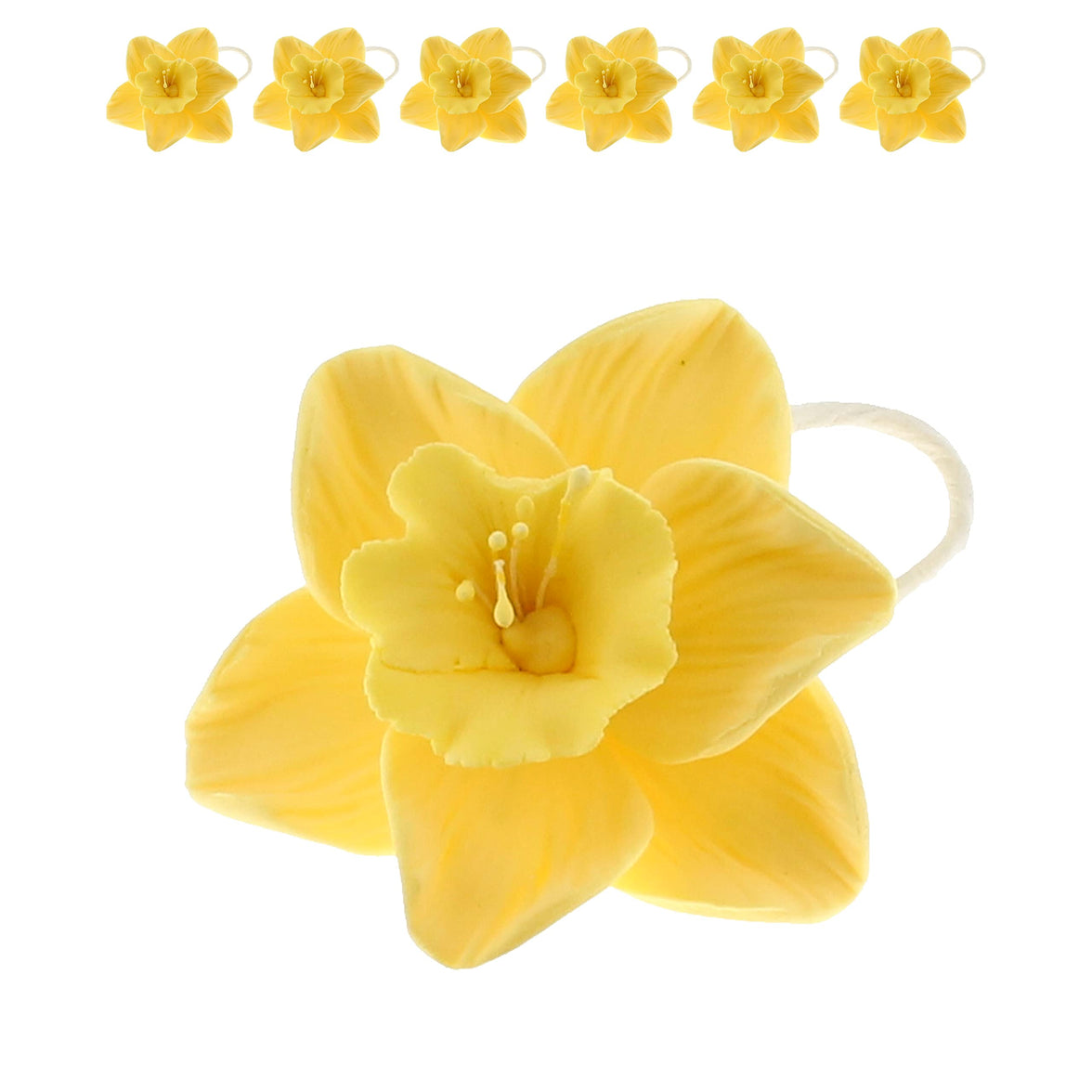 Daffodil Sugar Cake Flowers by Global Sugar Art, Yellow, 6 Count