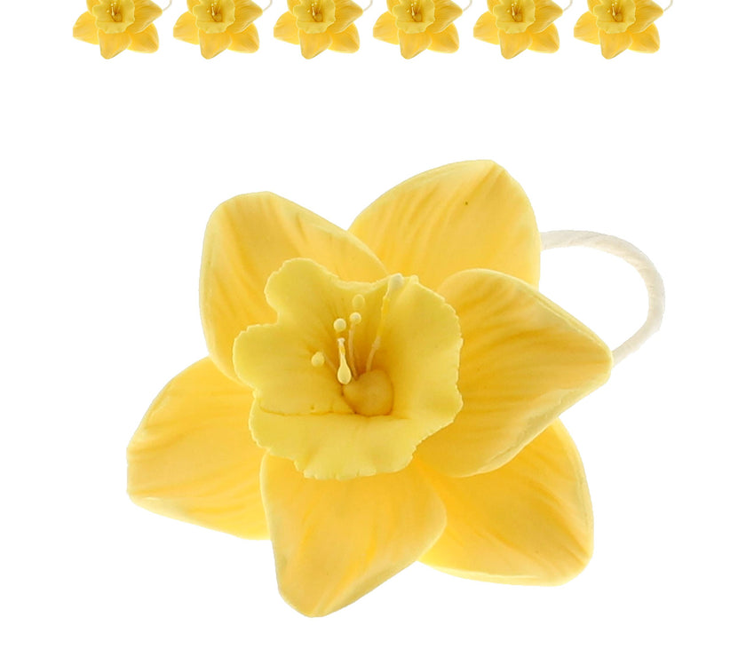 Daffodil Sugar Cake Flowers by Global Sugar Art, Yellow, 6 Count