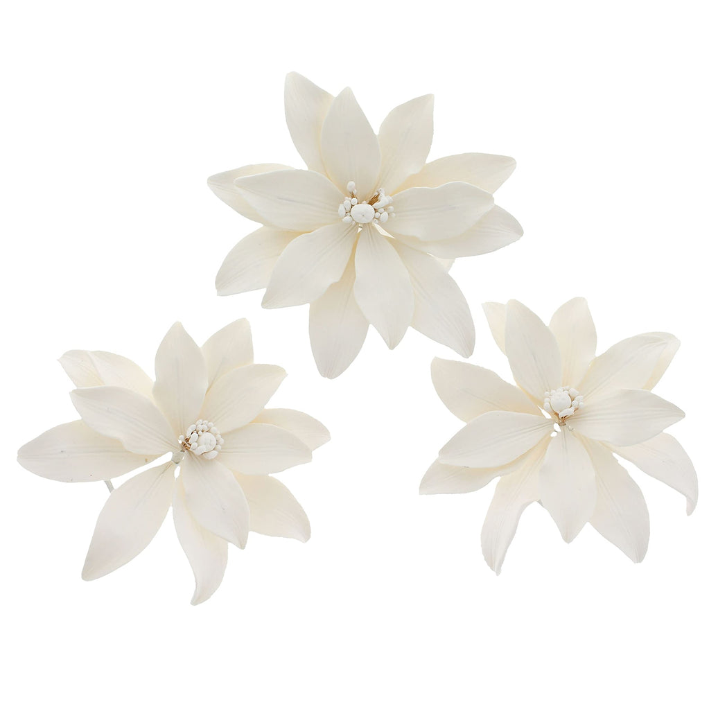 Tranquil Water Flowers, Decorative Sugar Cake Flowers by Global Sugar Art, 3 Count, White