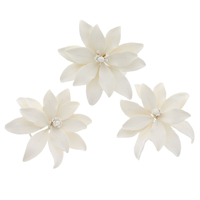 Tranquil Water Flowers, Decorative Sugar Cake Flowers by Global Sugar Art, 3 Count, White