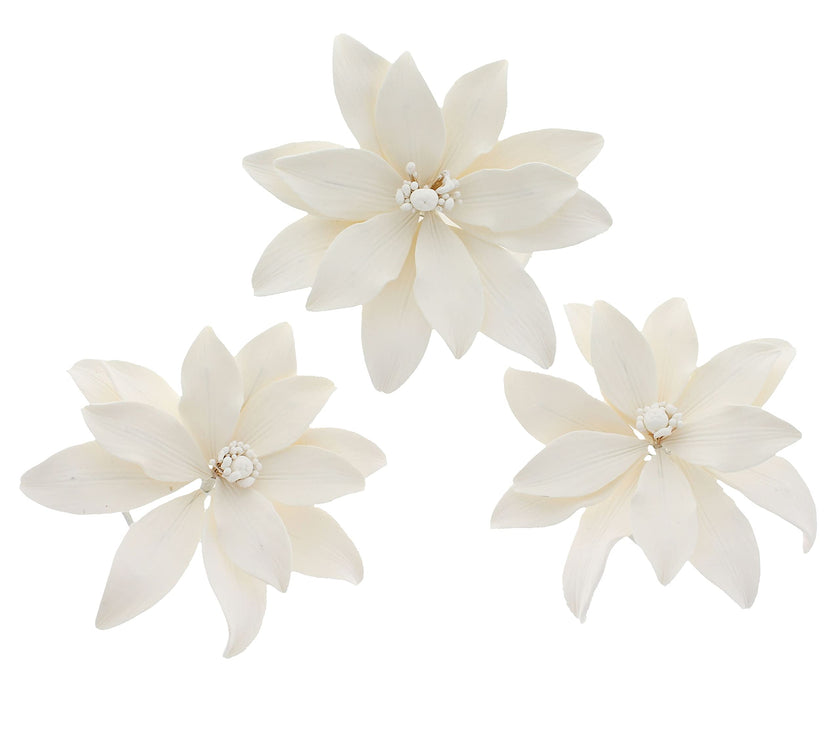 Tranquil Water Flowers, Decorative Sugar Cake Flowers by Global Sugar Art, 3 Count, White