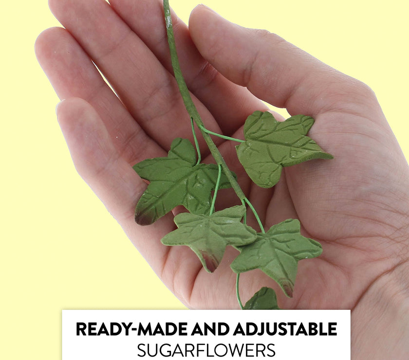 Ivy Leaf  Spray  Cake Decoration by Chef Alan Tetreault, Global Sugar Art, 5 Count