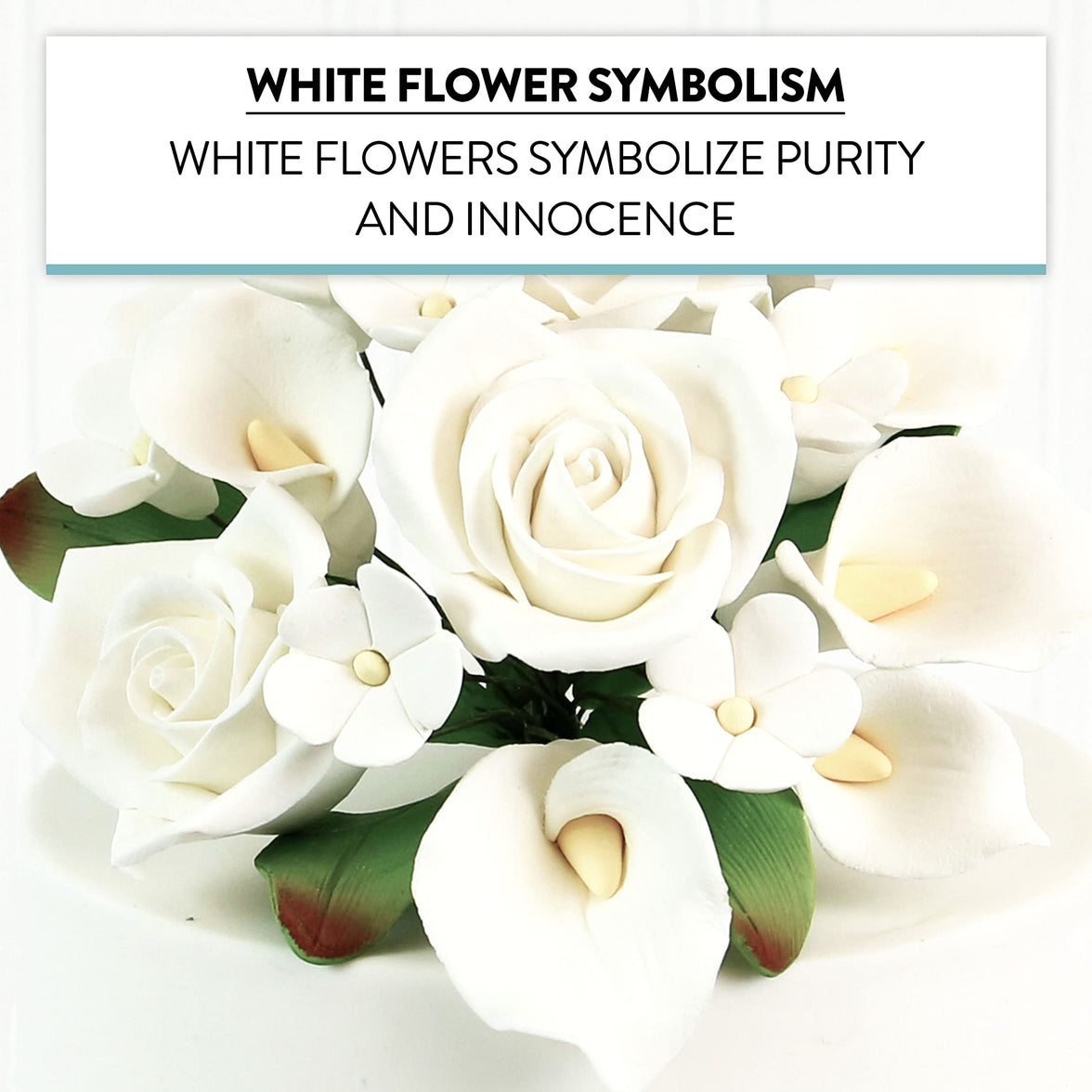Wedding Cake Topper, White Calla Lily and Rose Bouquet, by Global Sugar Art