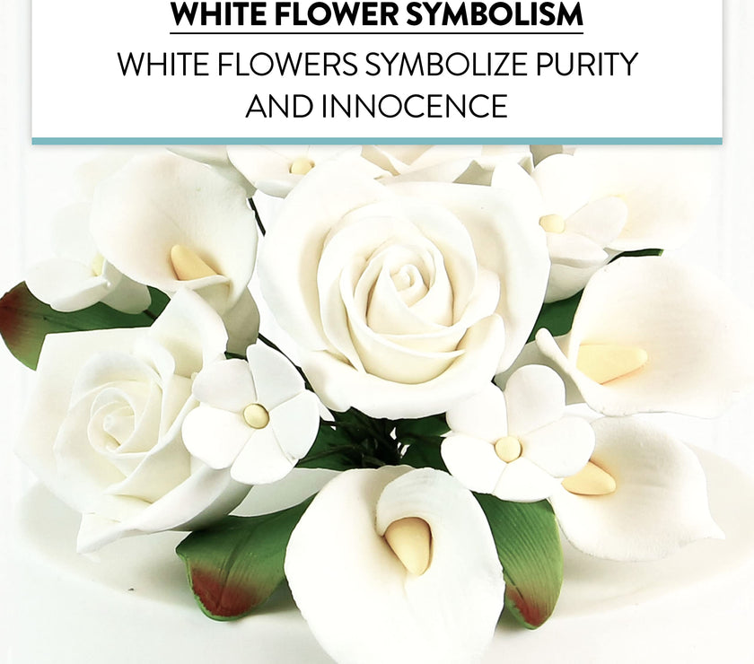 Wedding Cake Topper, White Calla Lily and Rose Bouquet, by Global Sugar Art