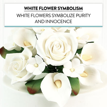 White Calla Lily and Rose Bouquet for Wedding Cakes, 1 Count
