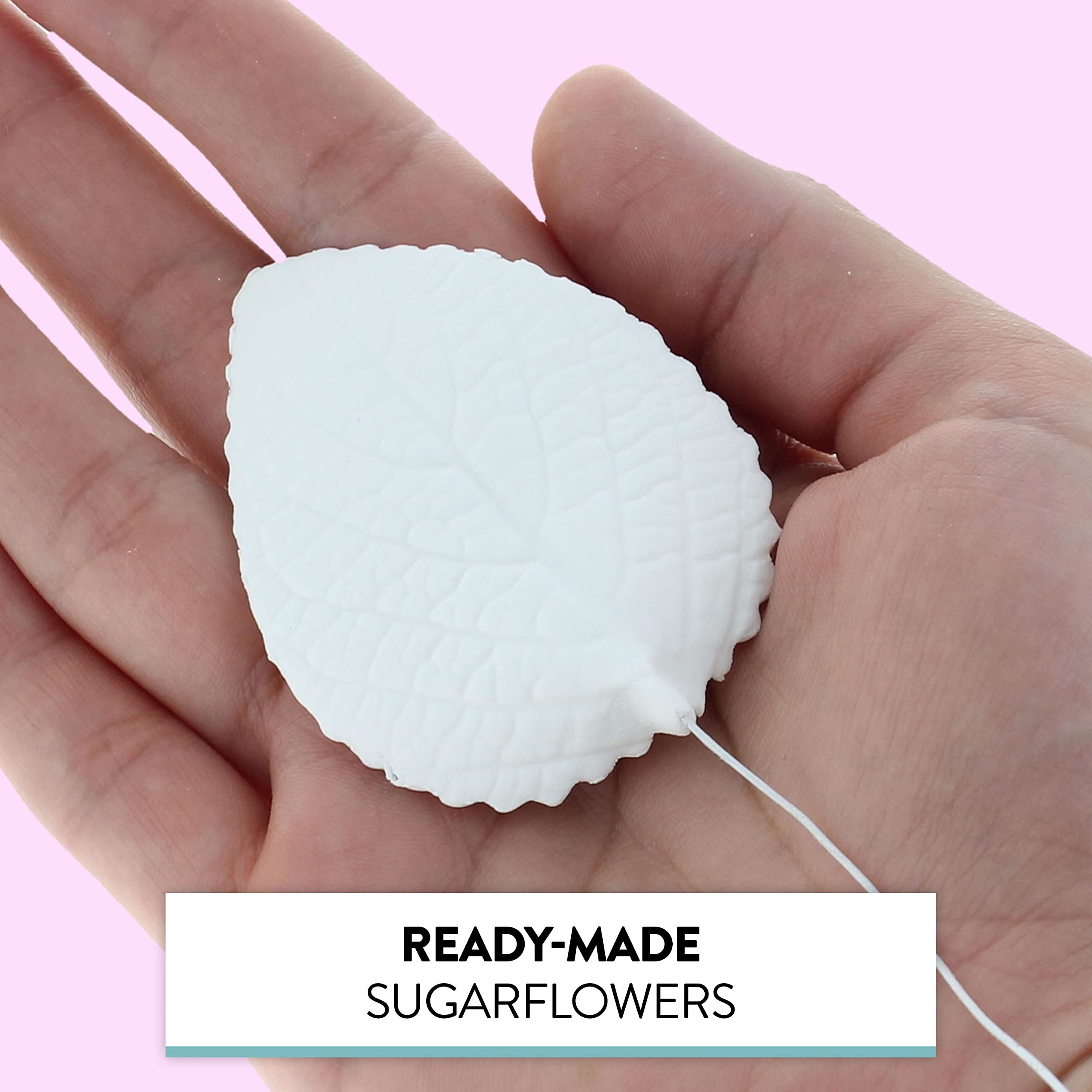 Hydrangea Leaves, Gum Paste Cake Decorations by Global Sugar Art, White, Multiple Sizes