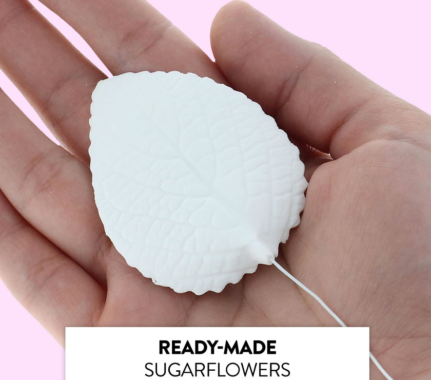Hydrangea Leaves, Gum Paste Cake Decorations by Global Sugar Art, White, Multiple Sizes