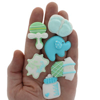Baby Shower Edible Kosher Royal Icing Decorations for Cakes and Cupcakes, by Global Sugar Art, Baby Boy