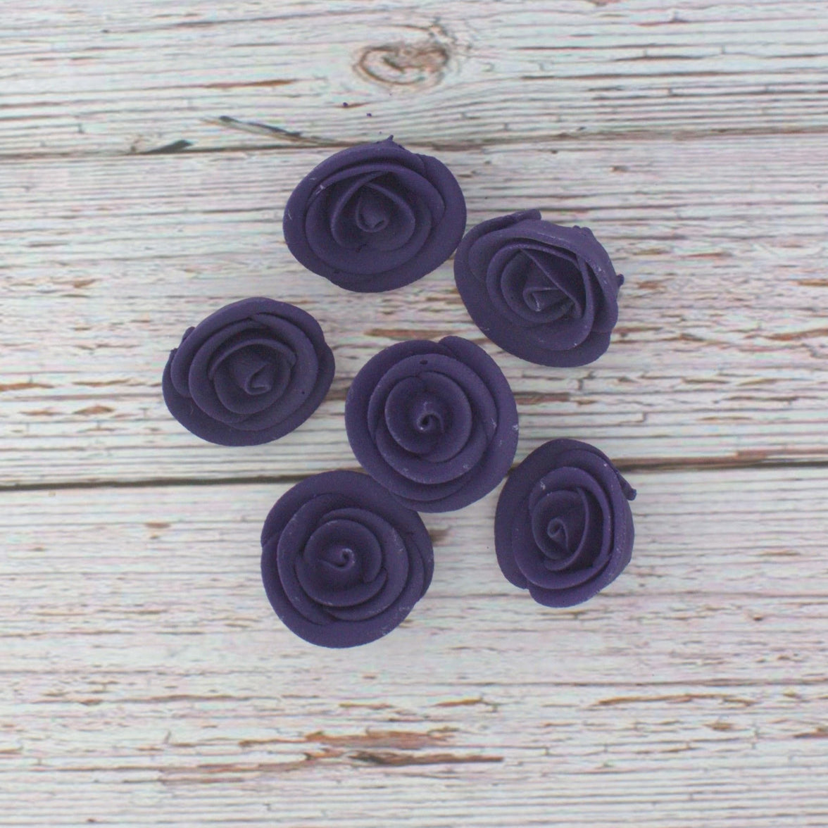 Premium Edible Roses for Cakes and Cupcakes, Sweet Royal Icing Roses, by Global Sugar Art, Deep Violet