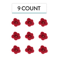 Hibiscus Sugar Cake Flowers, Red Tropical Sugar Flowers, by Global Sugar Art