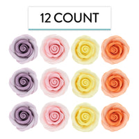 Premium Roses for Decorating Cakes and Cupcakes, by Global Sugar Art, Medium, Lavender Pink Yellow Peach