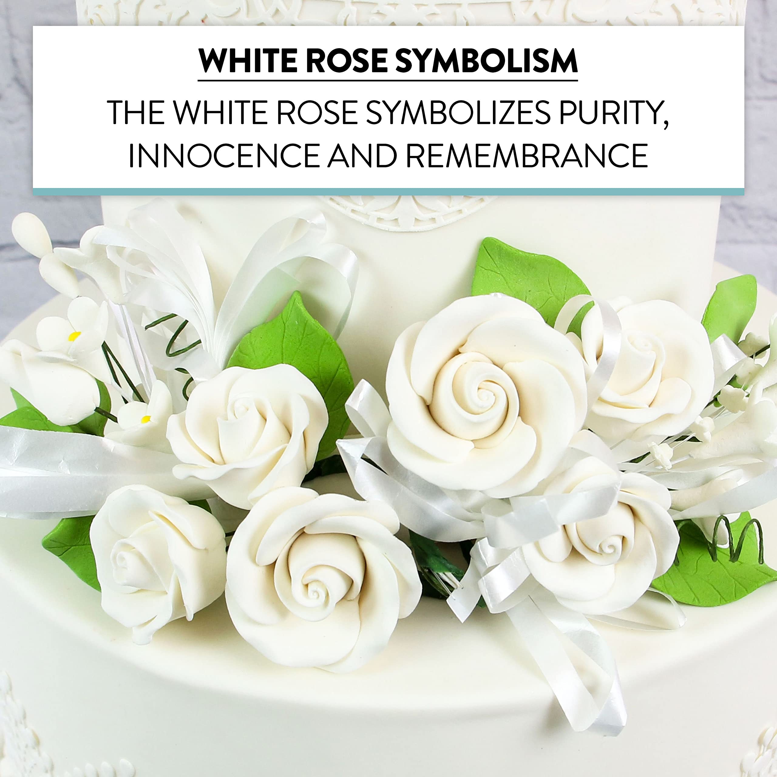 Petite Rose Spray, Sugar Flower Spray for Cakes, by Global Sugar Art, White 2 Count