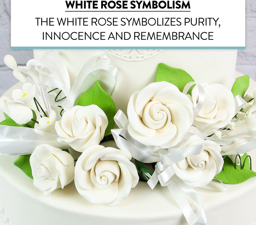 Petite Rose Spray, Sugar Flower Spray for Cakes, by Global Sugar Art, White 2 Count