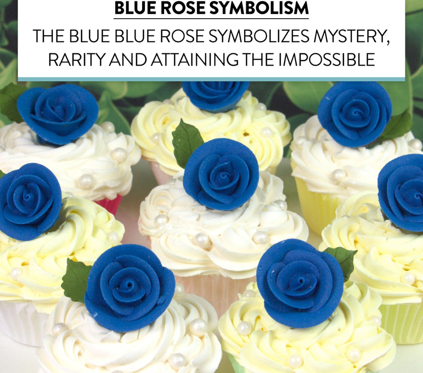Premium Edible Roses for Cakes and Cupcakes, Sweet Royal Icing Roses, by Global Sugar Art, Royal Blue