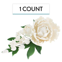 Premium Peony Sprays for Cake Decorating by Global Sugar Art, White Closed