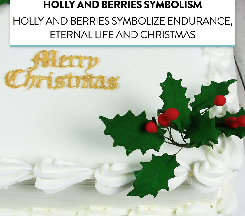 Christmas Holly Leaf Sprays for Cakes and Decorating, by Global Sugar Art