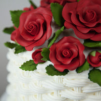 Exquisite Rose & Leaf Kit, Sugar Cake Flowers by Global Sugar Art, Red Roses with Leaves, 65-Piece Set