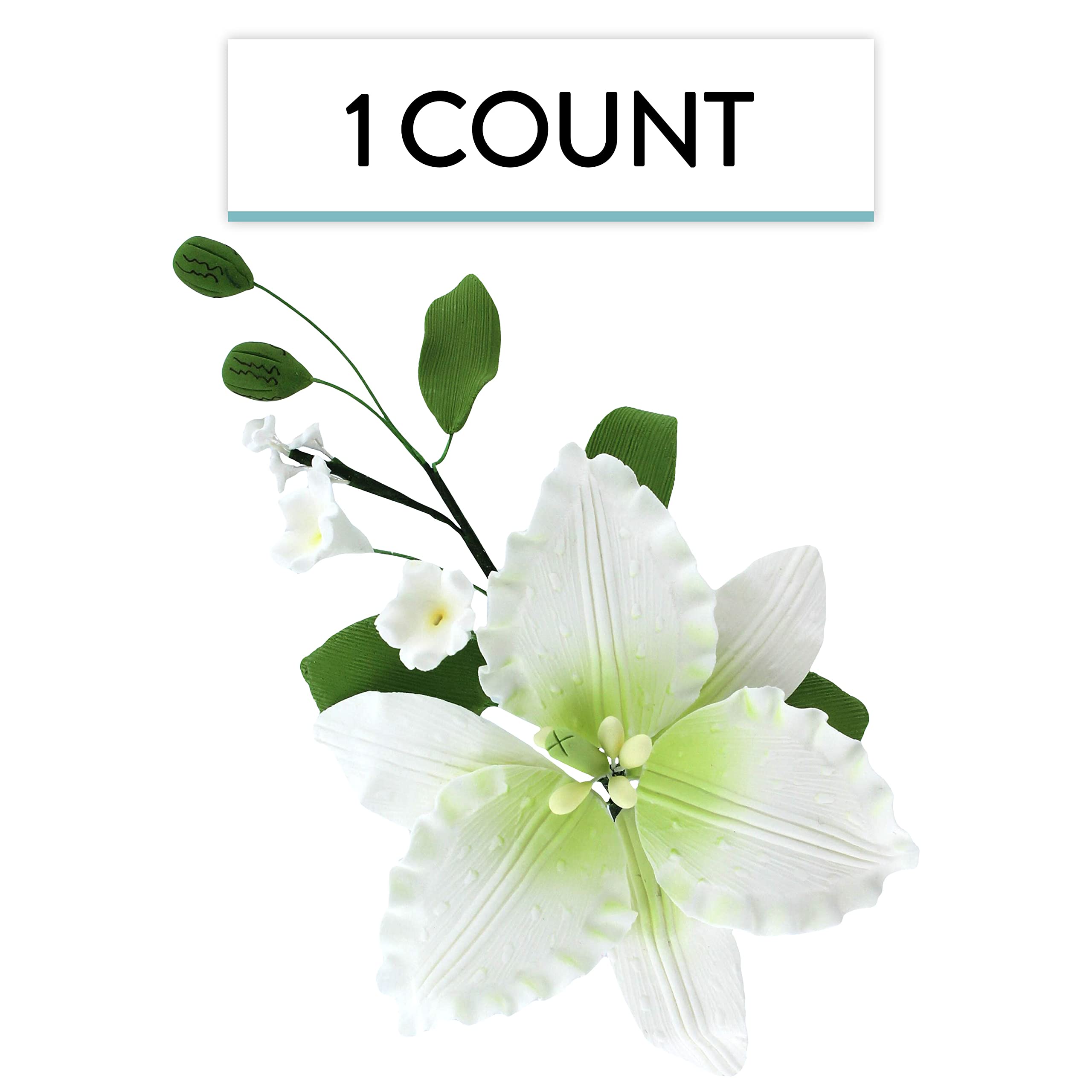 Sugar Lilies, Lily Flower Sprays, Cake Toppers by Global Sugar Art, White Casablanca Easter Lily Spray