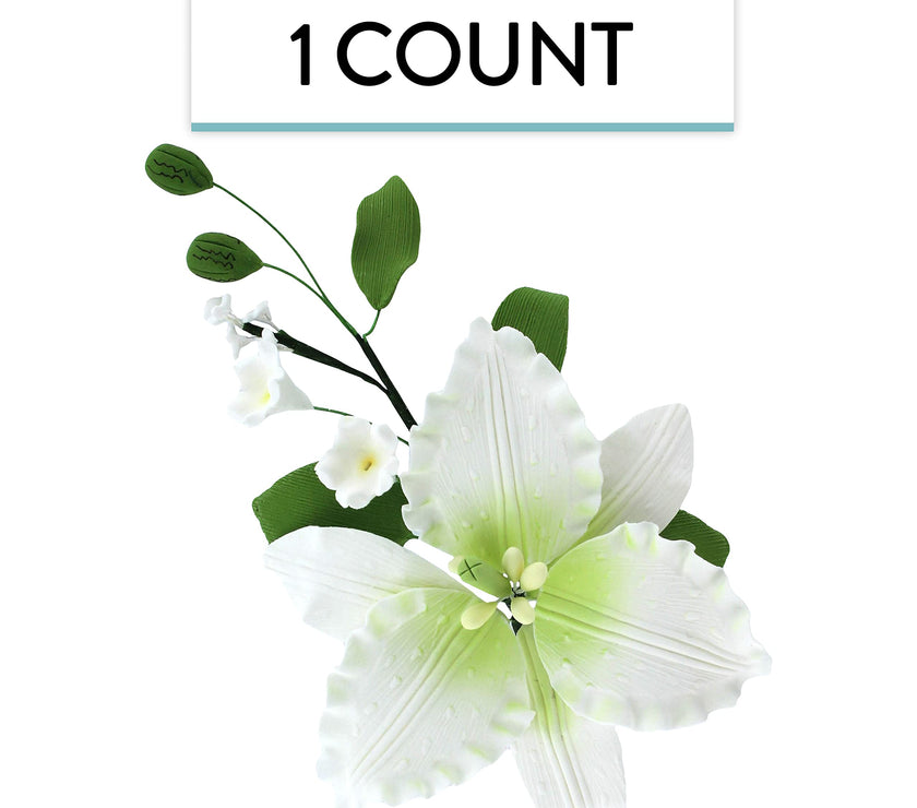 Sugar Lilies, Lily Flower Sprays, Cake Toppers by Global Sugar Art, White Casablanca Easter Lily Spray