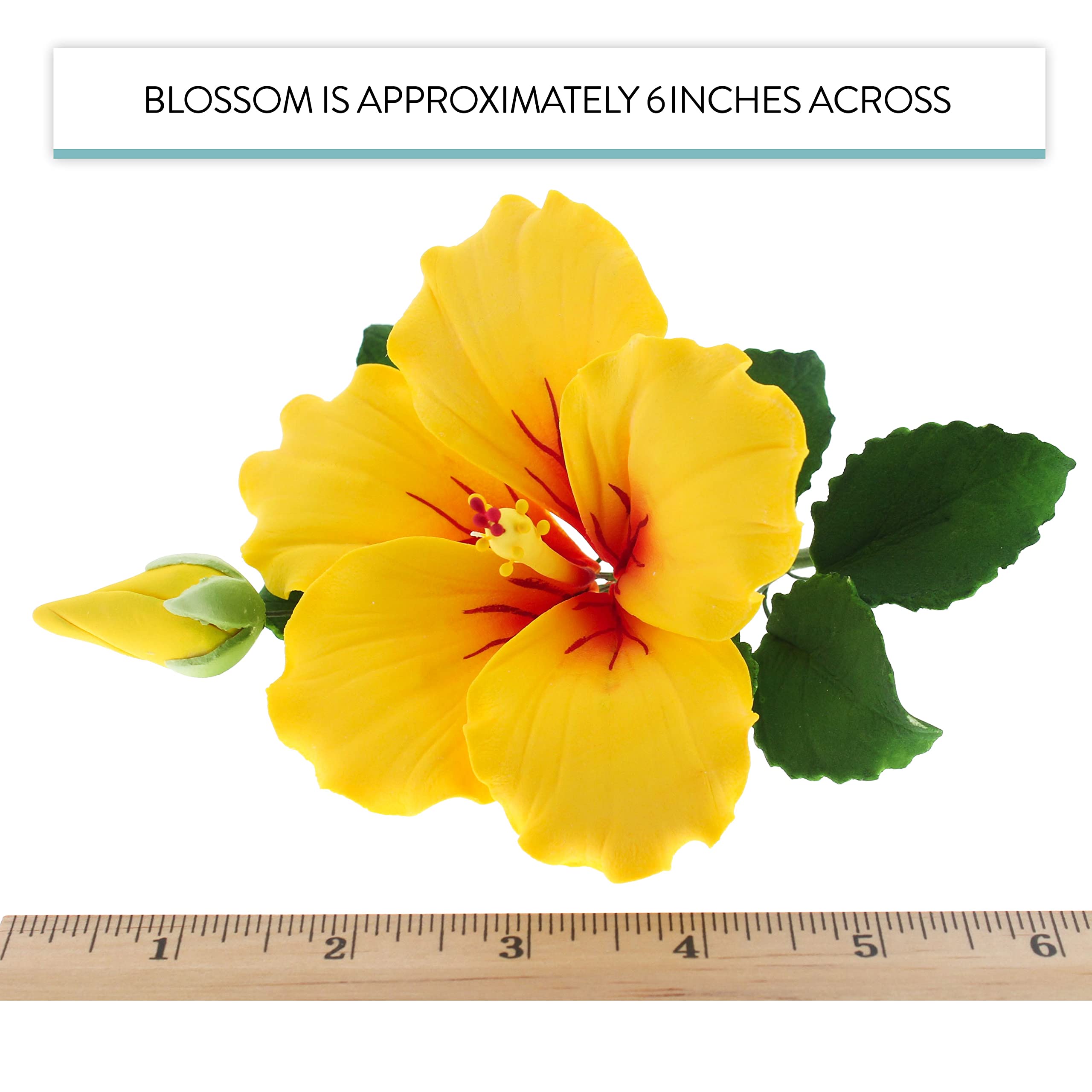 Tropical Hibiscus Sugar Cake Flower Spray by Global Sugar Art, Yellow