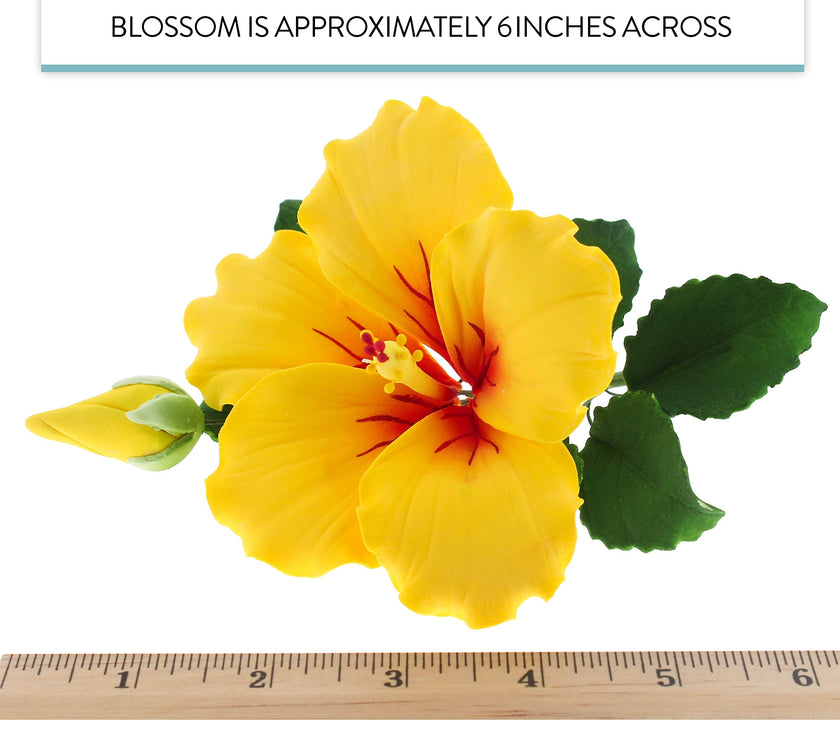 Tropical Hibiscus Sugar Cake Flower Spray by Global Sugar Art, Yellow