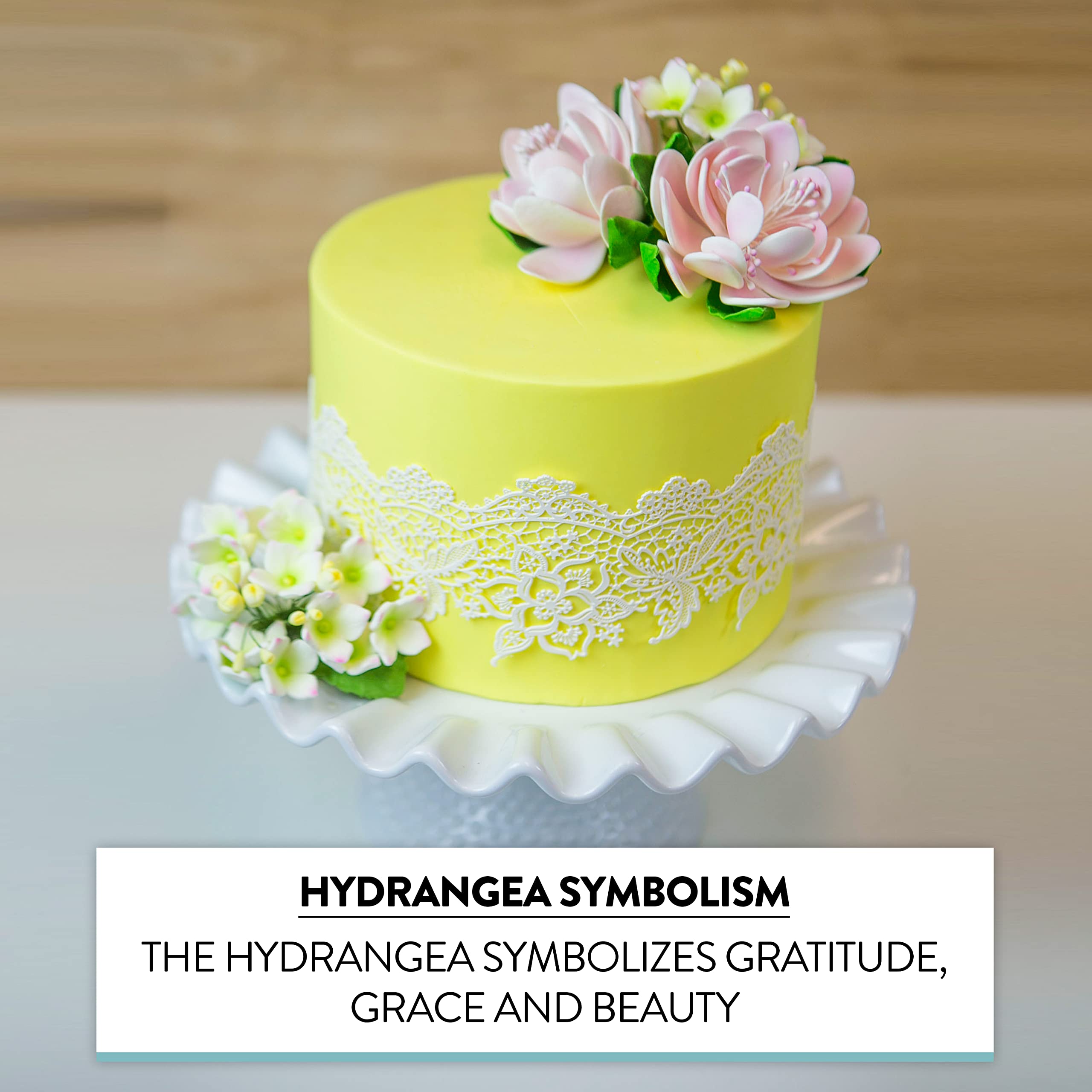 Hydrangea Blossoms Sprays, Sugar Cake Flowers by Global Sugar Art, 4 Count, Pink