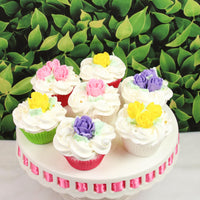 Edible Royal Icing Roses, Two Dozen Roses for Cupcake Decorating, by Global Sugar Art, Pink, Lavender, & Yellow Rose Set