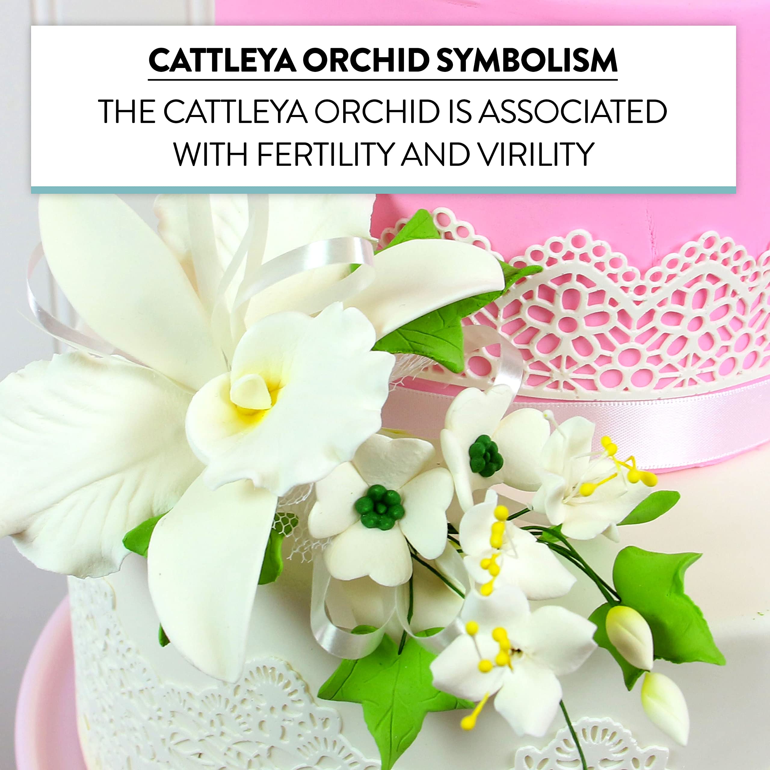 Orchid Sugar Cake Flower Sprays, White Cattleya Orchid Spray, by Global Sugar Art