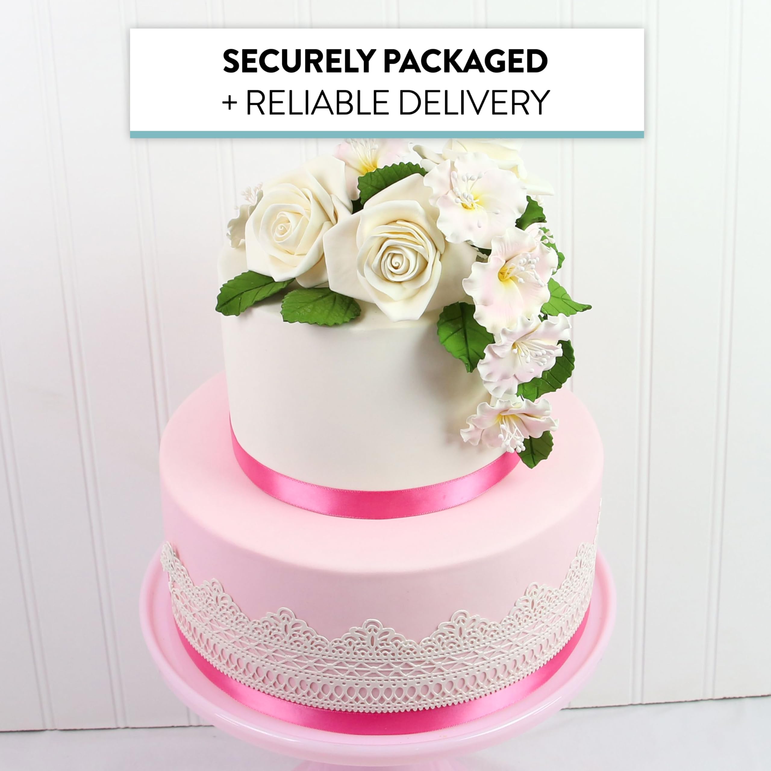 Peace Rose Sugar Flowers for Cake Decorating, by Global Sugar Art, Large, White