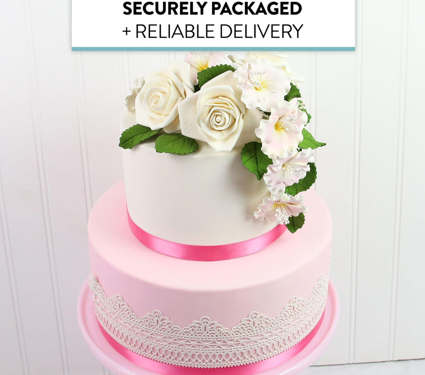 Peace Rose Sugar Flowers for Cake Decorating, by Global Sugar Art, Large, White