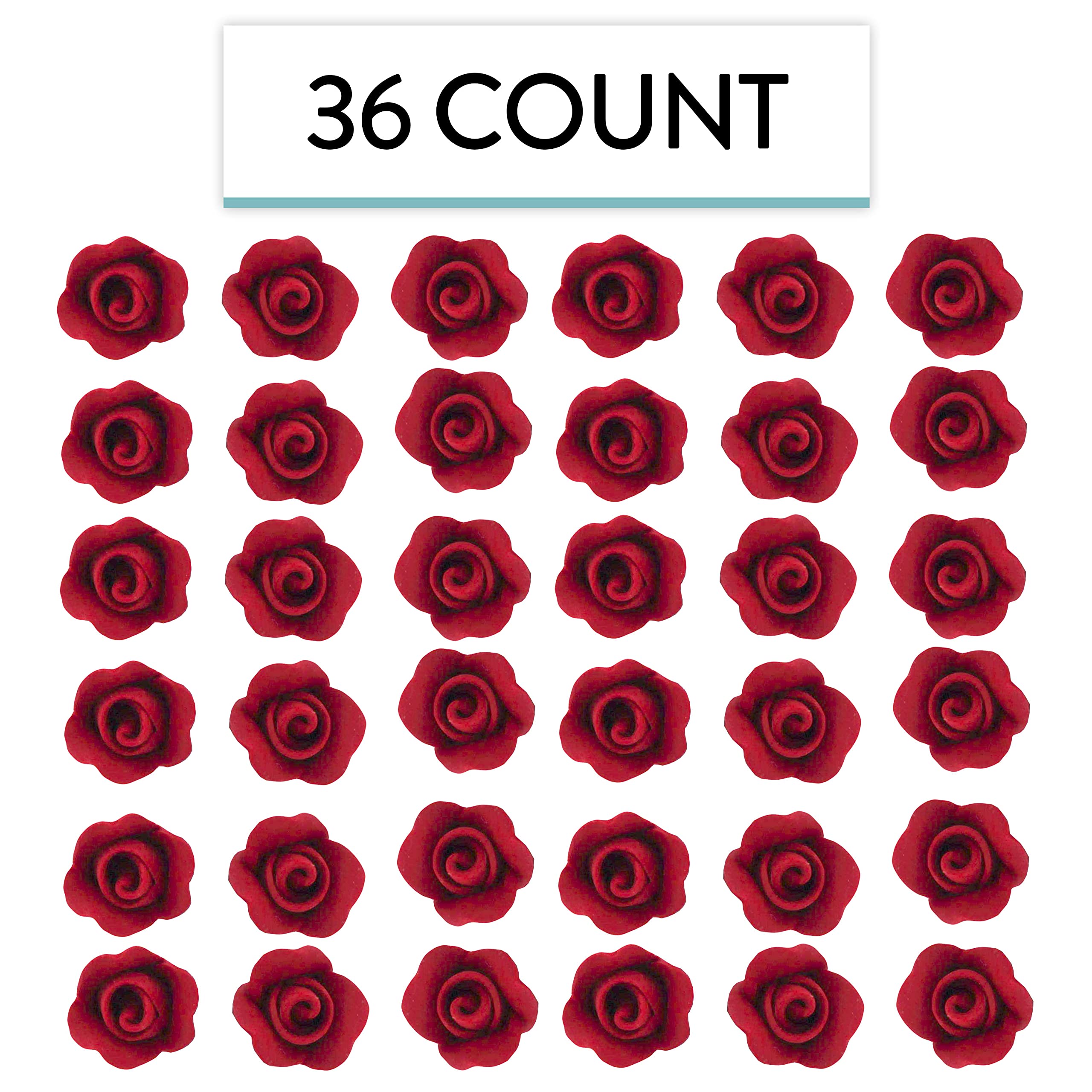 Tiny Rose Sugar Flowers, Edible Cupcake Toppers, Extra Small, by Global Sugar Art, Red