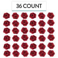 Tiny Rose Sugar Flowers, Edible Cupcake Toppers, Extra Small, by Global Sugar Art, Red